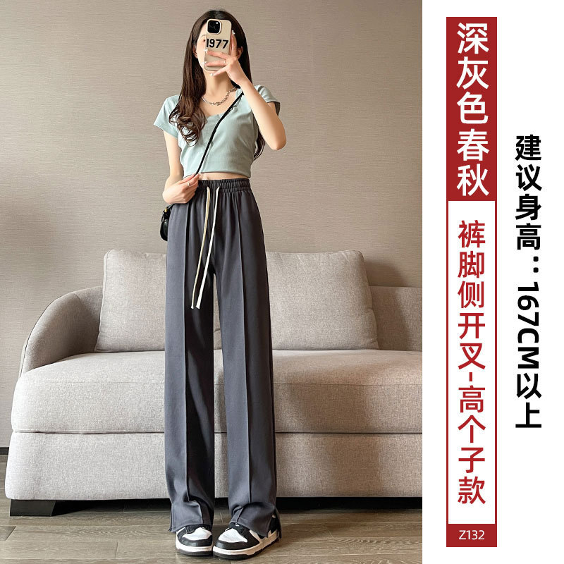 Pantalones de piernas anchas de primavera y otoño de 2025 nuevos pantalones deportivos casuales de tamaño pequeño gris