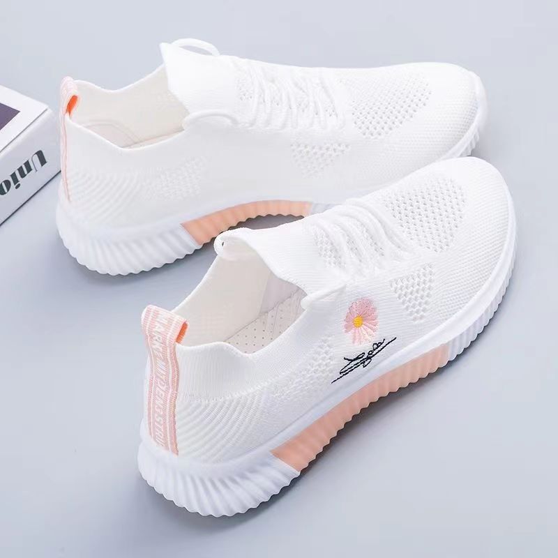 2024 Summer New Daisy White Shoes Women's All-match Korean Style Sports Mesh Shoes Women's Breathable Thin Soft-soled Women's Shoes