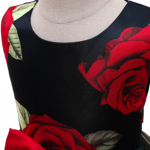 Little Girls' Dresses Exports Girls' Outfit Red Backless Blouse Dress Printed Princess Dress Children's Performance Formal Dress Children's Skirt