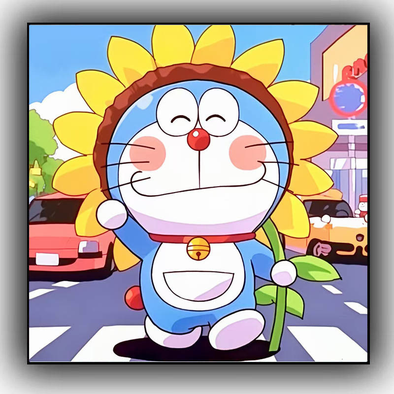 La nueva pintura al óleo digital de dibujos animados de Doraemon diy, color hecho a mano, cura y descompresión, sala de estar de alto valor, pintura acrílica