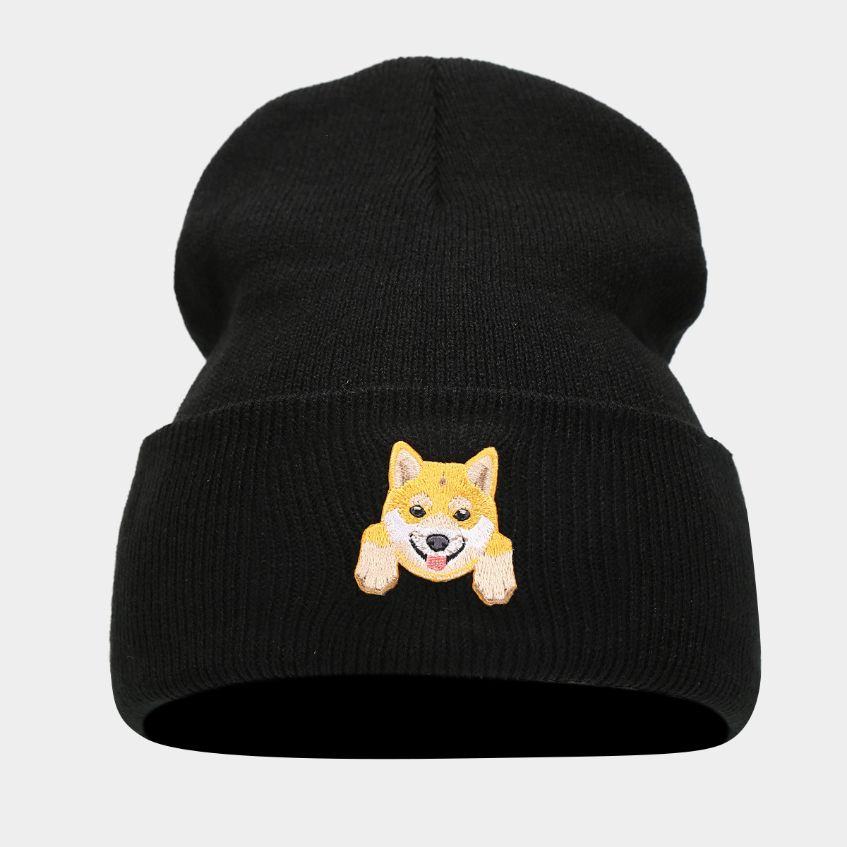 Ins lindo cachorro cabeza de pegatina sombrero de punto otoño invierno estilo callejero de la moda de la pelo sombrero pareja sombrero negro image 11