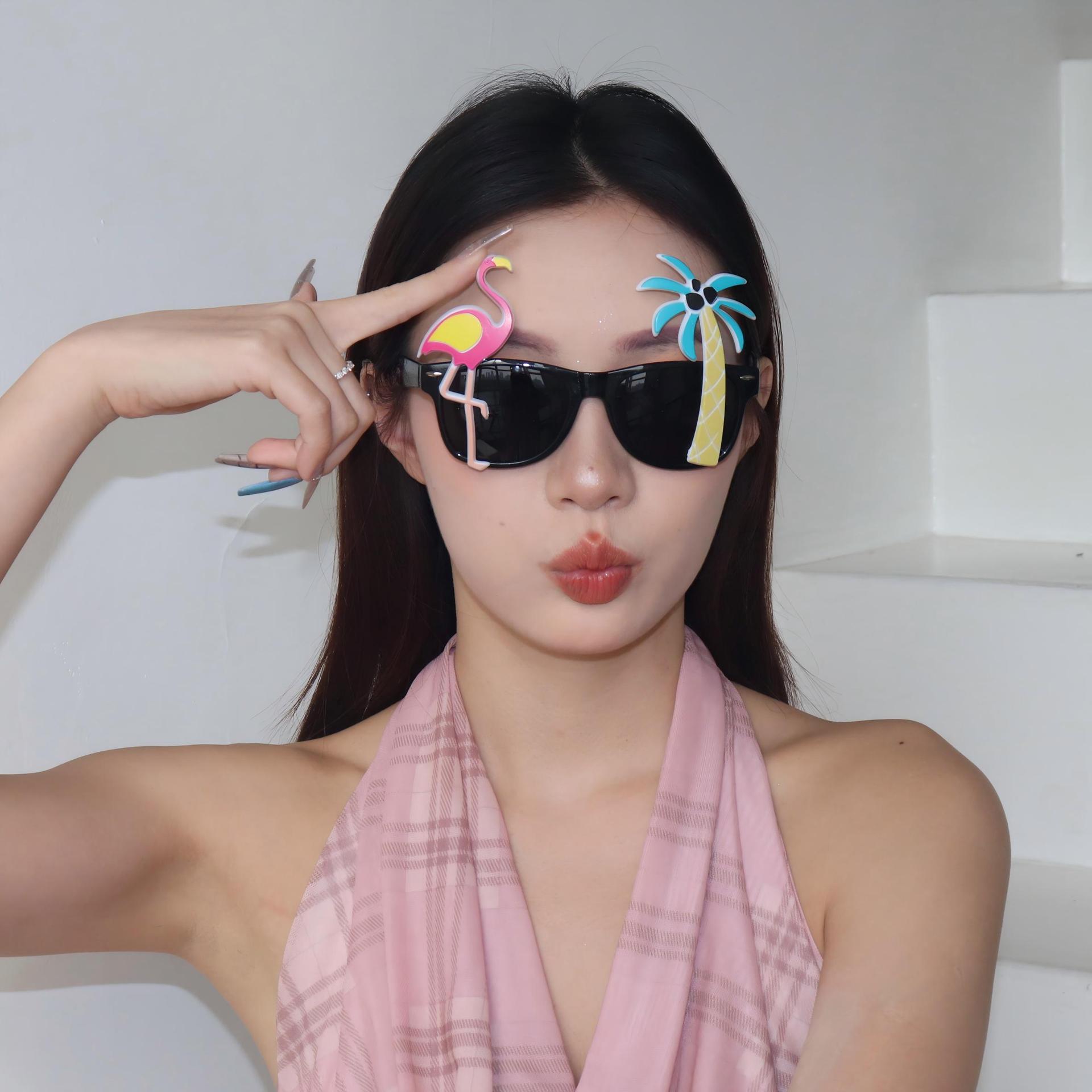 Gafas Decorativas de Flamenco y Cocotero de Plástico ABS para Playa y Fiestas