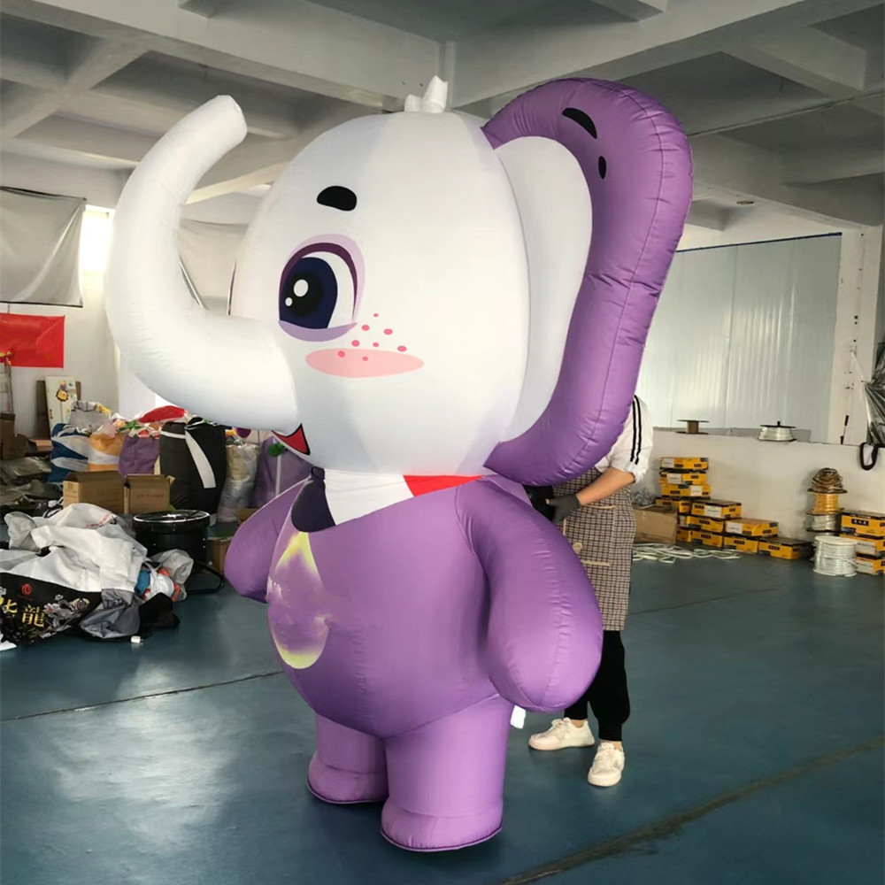 充气行走卡通气模人偶紫色大象吉祥物制做老虎卡通气模招手人人偶