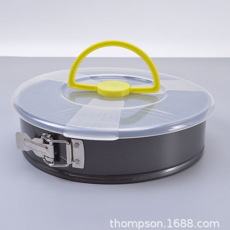 Cake plate with lid, cake mold with plastic lid, locking bottom carbon steel baking pan, chiffon cake mold