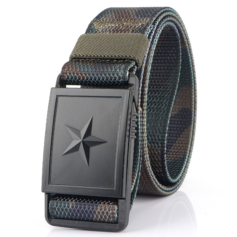 Nueva hebilla automática de cinco estrellas ventilador militar cinturón táctico de nylon para hombres Pantalones deportivos al aire libre con cinturón de tela de entrenamiento militar juvenil