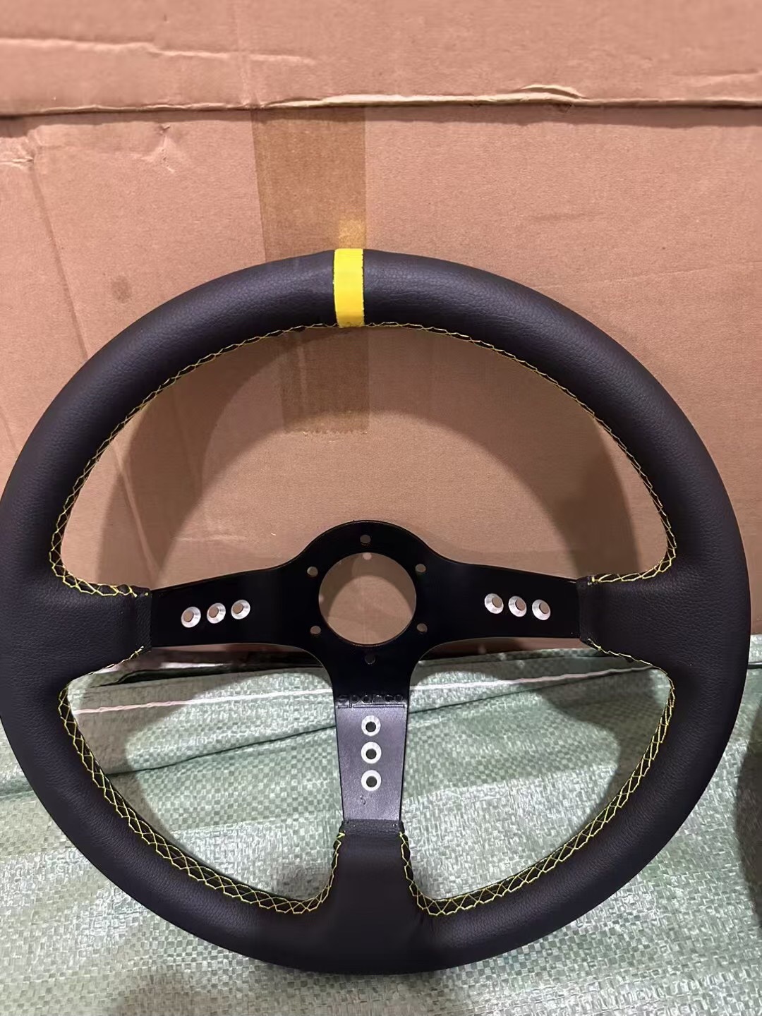 Universal 14 inch Modified Steering Wheel Racing Universal Suede Leather (Steering wheel) - yellow