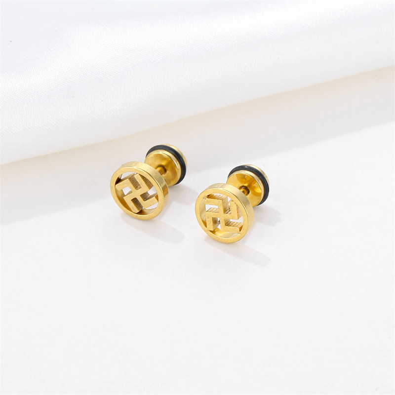 1 Piece Chinoiserie Geometric Plating Stainless Steel Ear Studs display picture 3