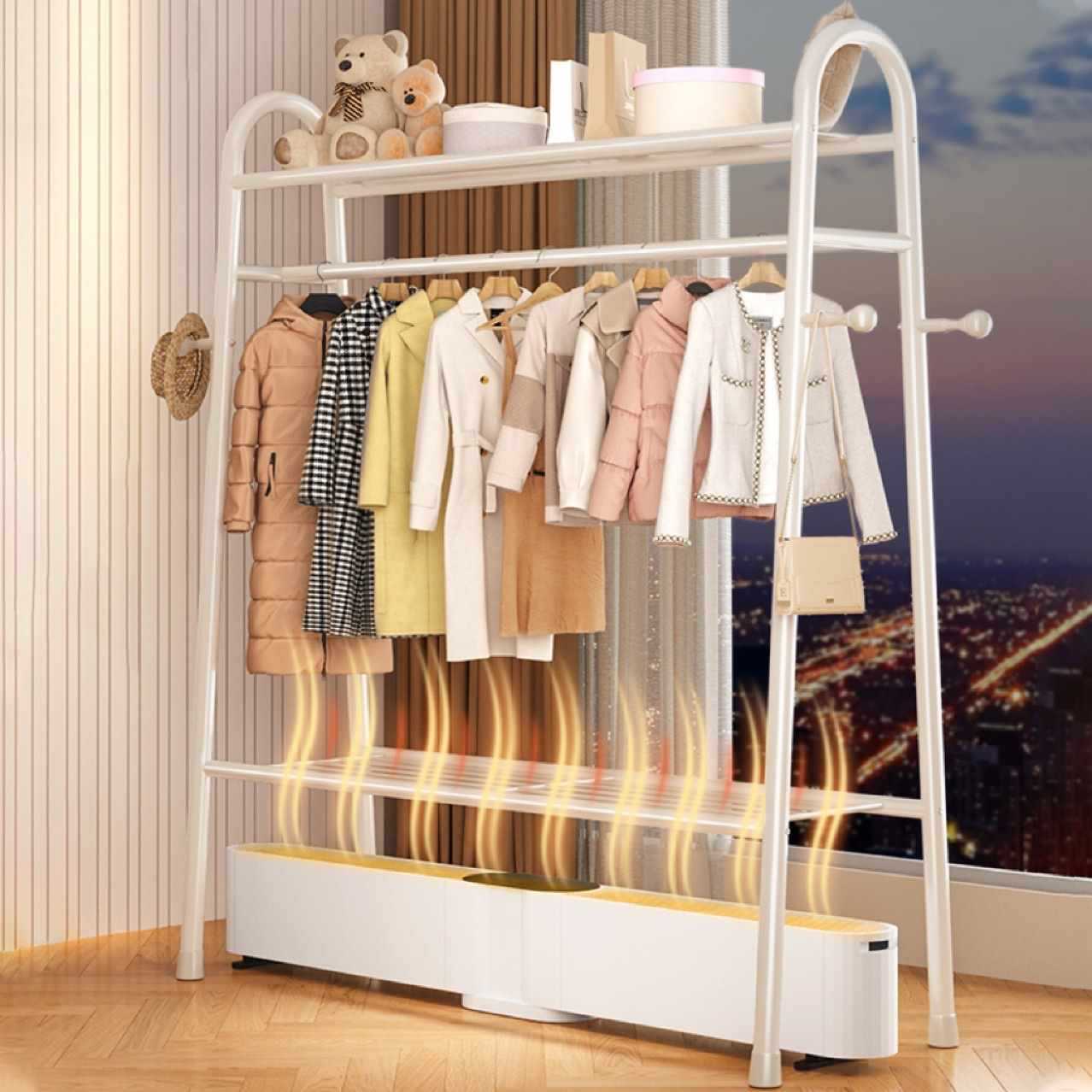 ♔ ♔ Baseboard Heater, Clothes Drying Rack, Floor-Standing Bedroom Simple Baseboard Clothes Hanger, Drying and Heating