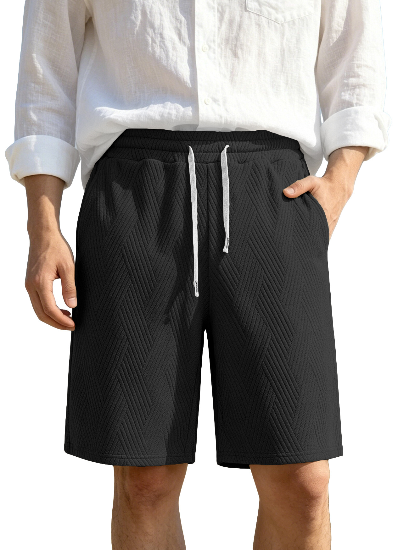 Pantalones Cortos de Playa Holgados para Hombre de Poliéster, Transpirables con Cordón, para Deporte