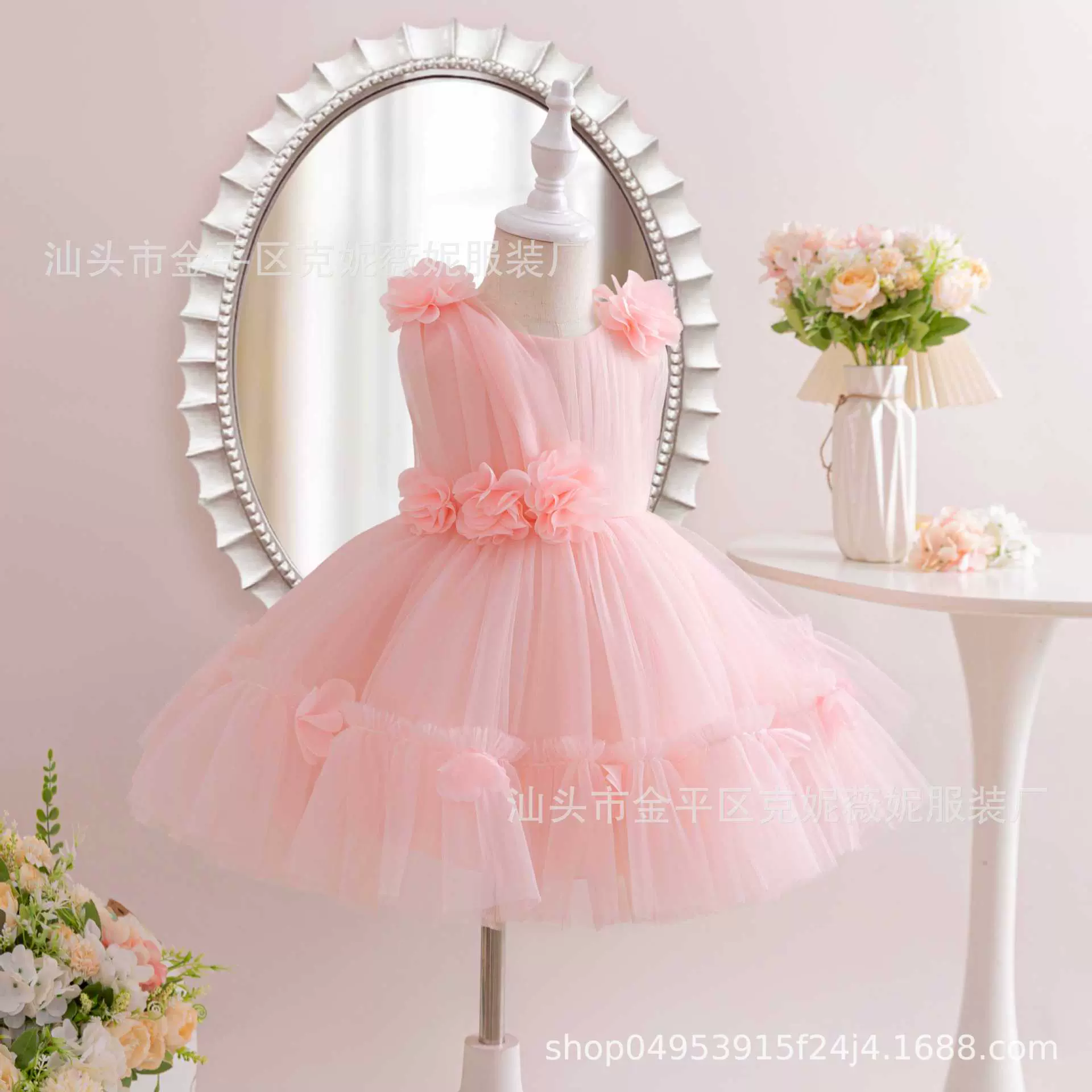 外贸新款儿童礼服蓬蓬纱蛋糕裙公主裙表演服女花童一周岁生日baby