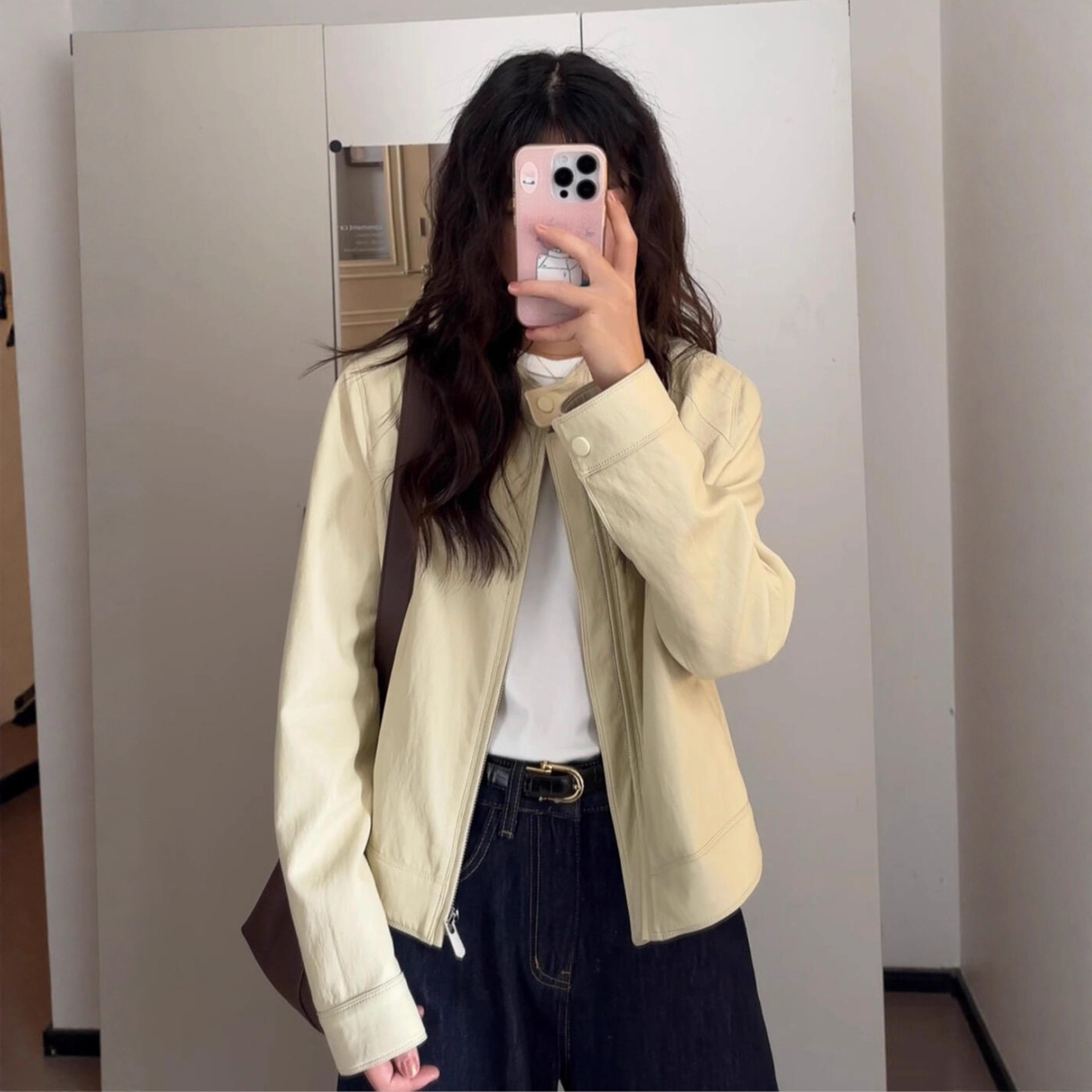 Casual Fashion Stand Collar Leather Jacket for Women 2025 Autumn and Winter New Korean Version Versatile Stylish Slim Motorcycle Jacket Coat