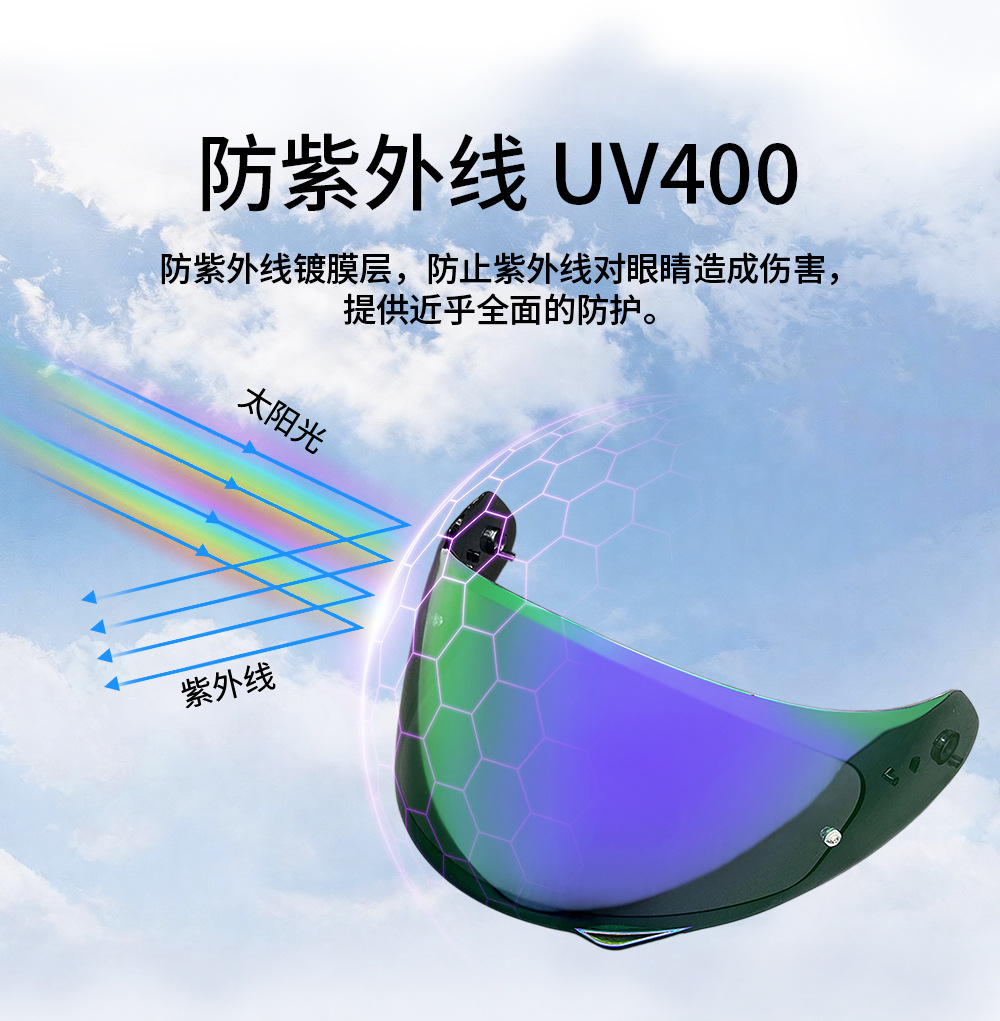 Scorpion R710 helmet visor is compatible with T510, R410, R491, and Ryzer helmet accessories, offering high-definition UV protection