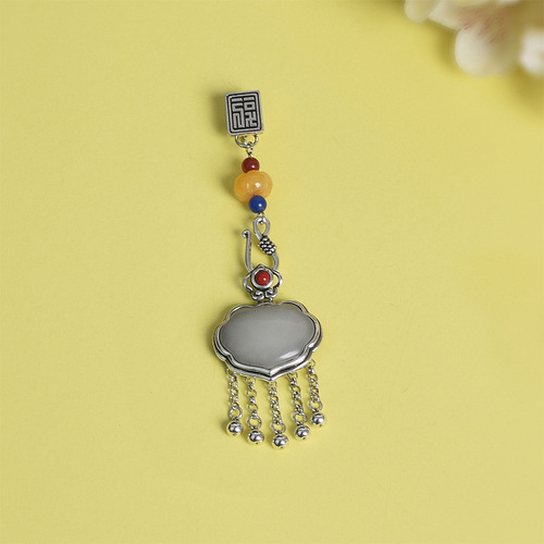 【Heart's Desire】Chinese-style Silver-plated Buttoned Tassel National Style Cheongsam Pendant Brooch Hanfu Accessory Wholesale