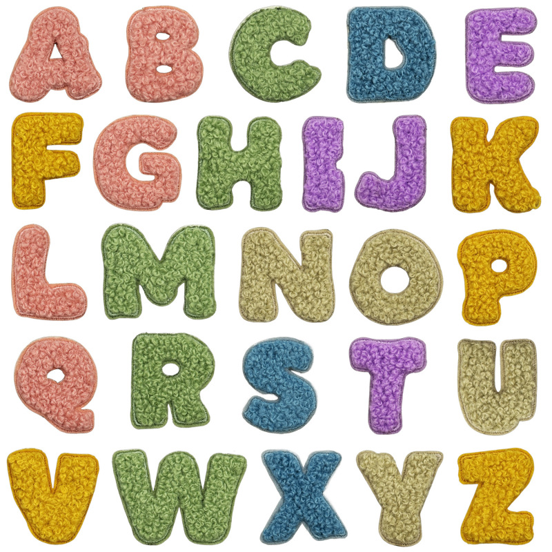 New 3cm Small Towel Embroidery 26-Letter Fabric Patch DIY Clothing Decoration Patch Iron-On Patch