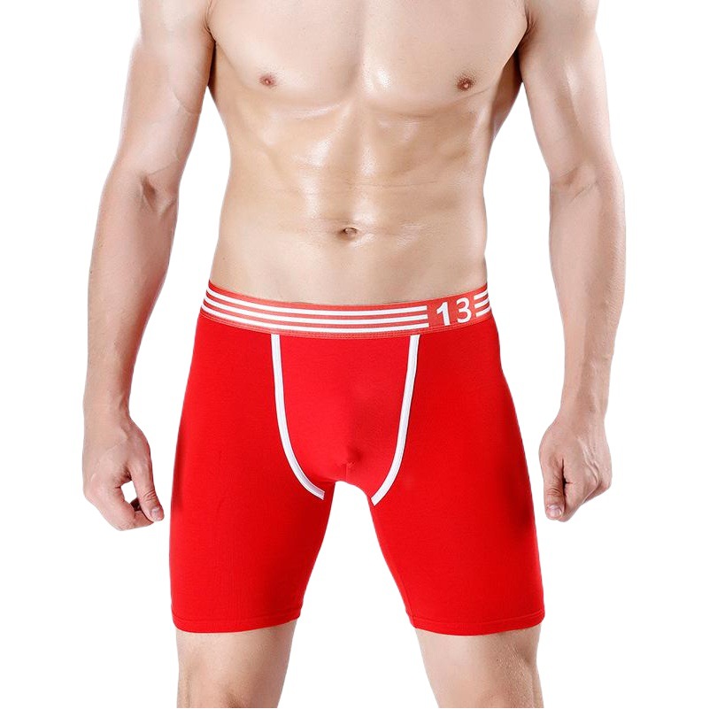 男性運動延長綿u凸平角下着ランニング防磨足五分ズボン長平四角ズボン頭