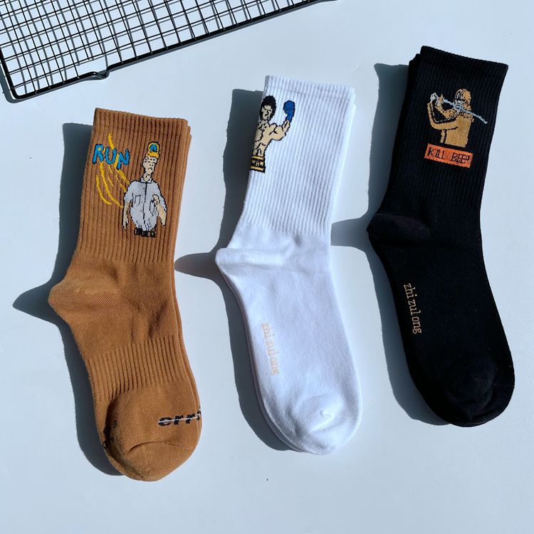 Men's And Women's Socks Korean European And American Cartoon Cute Hip-hop Street Skateboard Y Net Red Cotton Socks