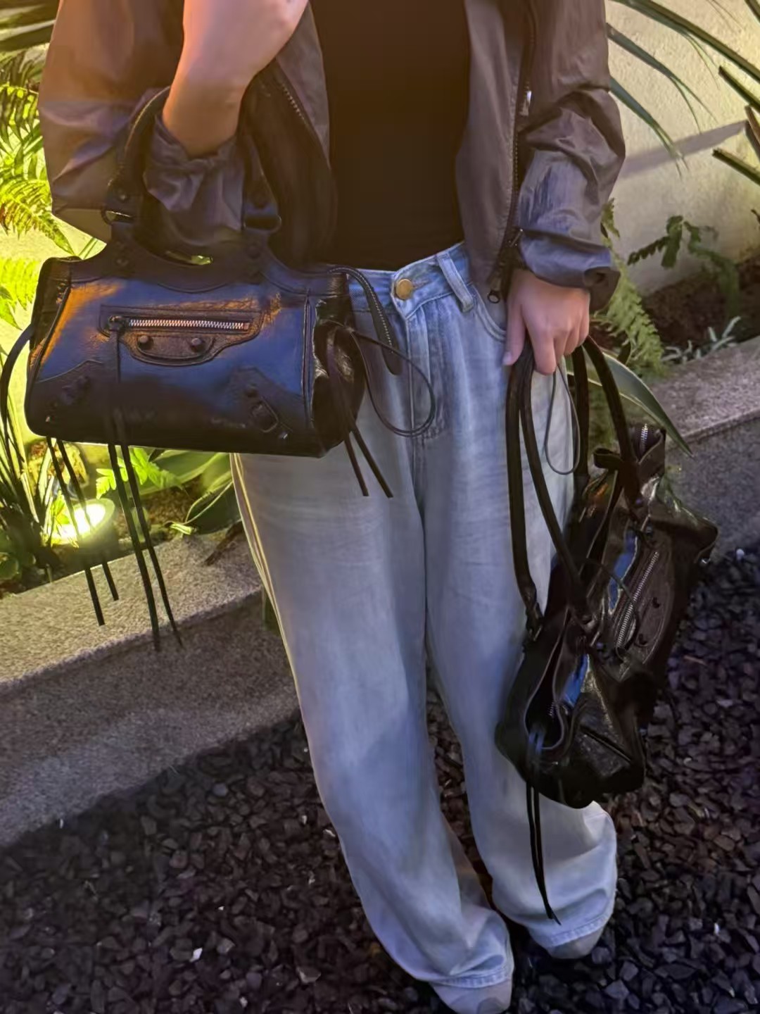 26 New Models of Le City Horizontal Motorcycle Bags, Dark Style Abg Spicy Girl Studded Bags, Pleated First-Layer Cowhide Underarm Bags