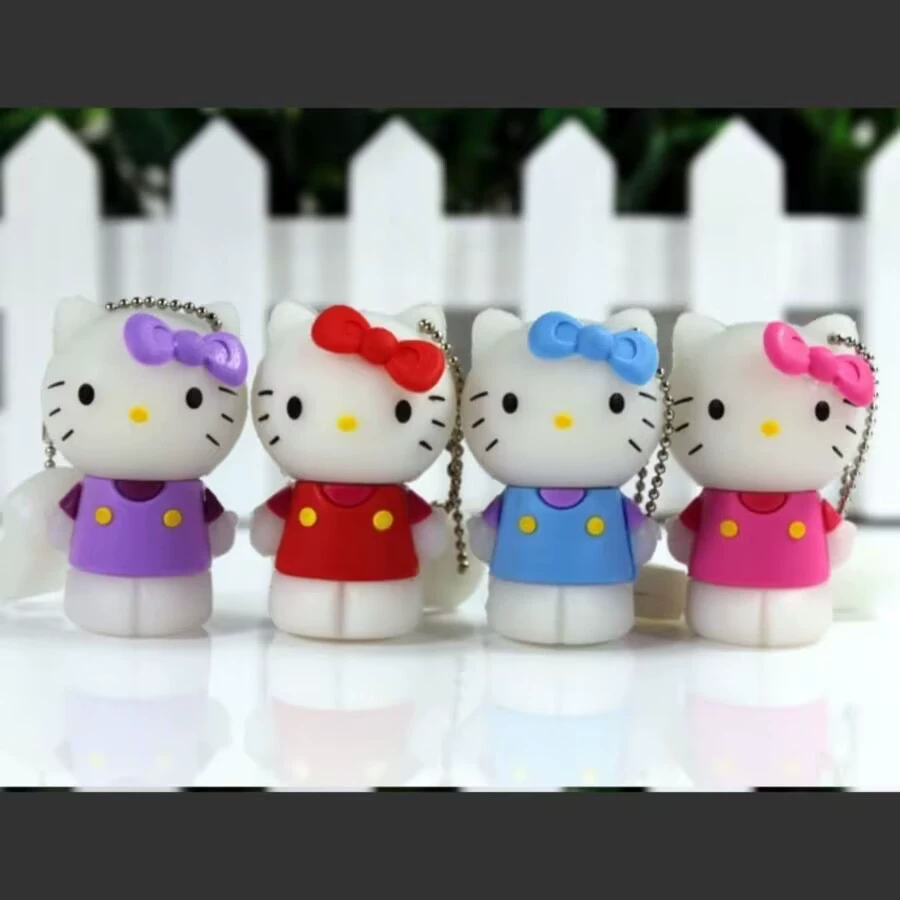 USB флеш-накопитель Hello Kitty, силикон/ПВХ брелок, ёмкости 1 ГБ–1 ТБ