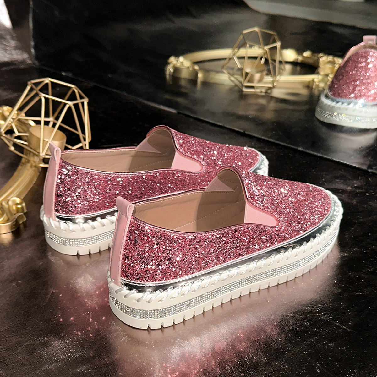Women's plus Size Slip-On Loafers Flat Shoes Casual Spring Platform Flats_vogvips.com