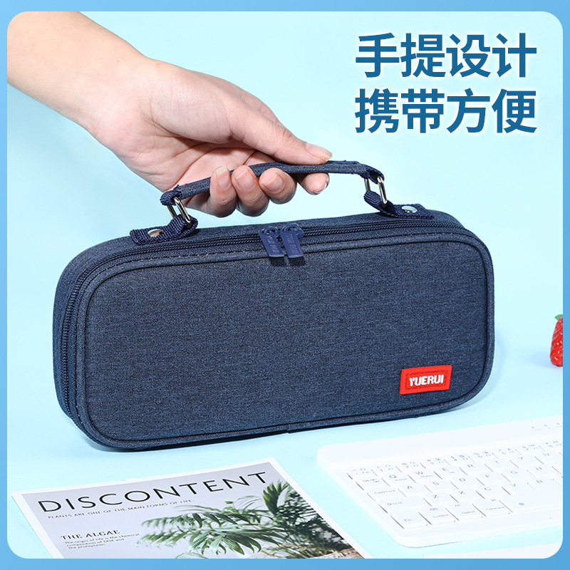 Canvas de gran capacidad bolsas de lápiz logo femenino 2024 nuevo popular bolsas de lápiz de estudiantes de secundaria adorable caja de papelería al por mayor