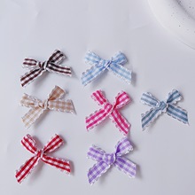 韩系芭蕾风格子花边蝴蝶结 diy手工自制发夹皮筋织带辅料材料配件