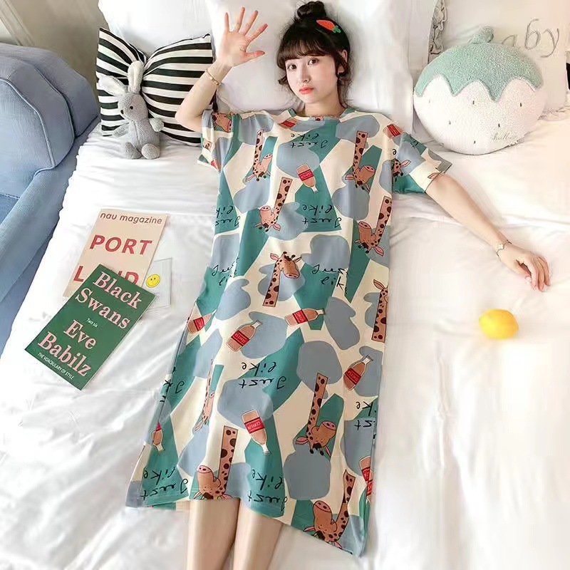 Camisón mujer verano manga corta 2024 estilo ins japonés lindo perro de laurel de jade talla grande se puede usar ropa de hogar para mujeres embarazadas