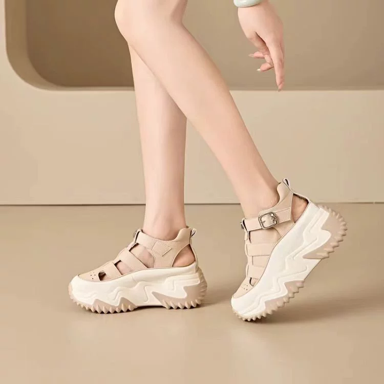 Новые женские туфли для папы на толстой подошве на шнуровке, увеличивающие рост, лето 2025, универсальные модные дышащие сандалии с цветными блоками, увеличивающие рост