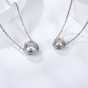 S925 Silver Moissanite Necklace Women's Bubble Chain Sterling Silver Light Luxury Niche New 2025 Color-free Pendant Simple