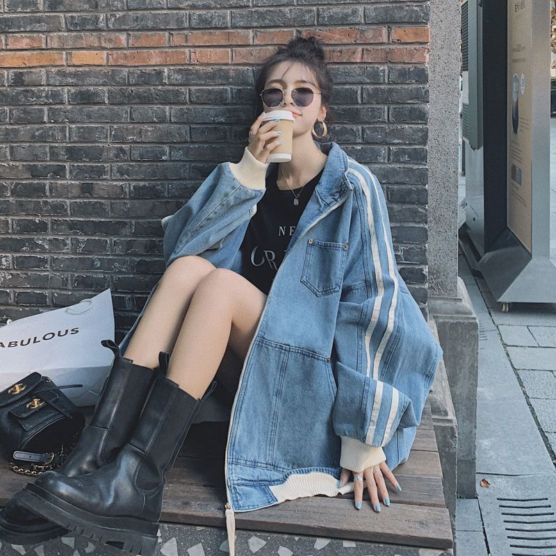 Mid-length Denim Coat Women's Fall/Winter 2025 Loose plus size Fat Sister mm Retro Baseball Suit Jacket Top