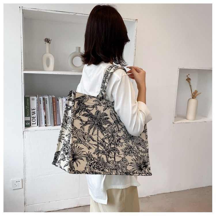 275g Weight Canvas Lining Material Open Closure Type Single Shoulder Strap Strap Type Messenger Bag Bags Type Shopping Occasion Canvas Material Solid Color Pattern All Seasons Season Women's Gender Vintage Style Style Square Shape Black Color Medium Size Large-capacit Canvas Bag College Students Tote Bag 7