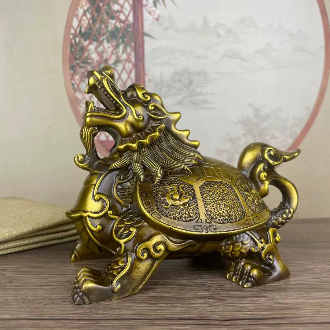 四象龙龟摆件全铜四方神兽龙龟福禄四灵龙头龟黄铜七星四纹神霸下