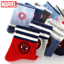 迪士尼儿童袜子春秋款蜘蛛侠男童卡通漫威小孩宝宝幼儿短袜中筒棉