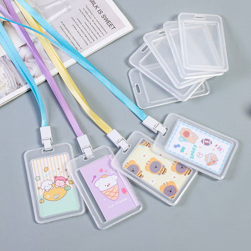 Double-sided transparent work badge cover, factory card cover, bus card protective cover, student meal card, campus access card cover