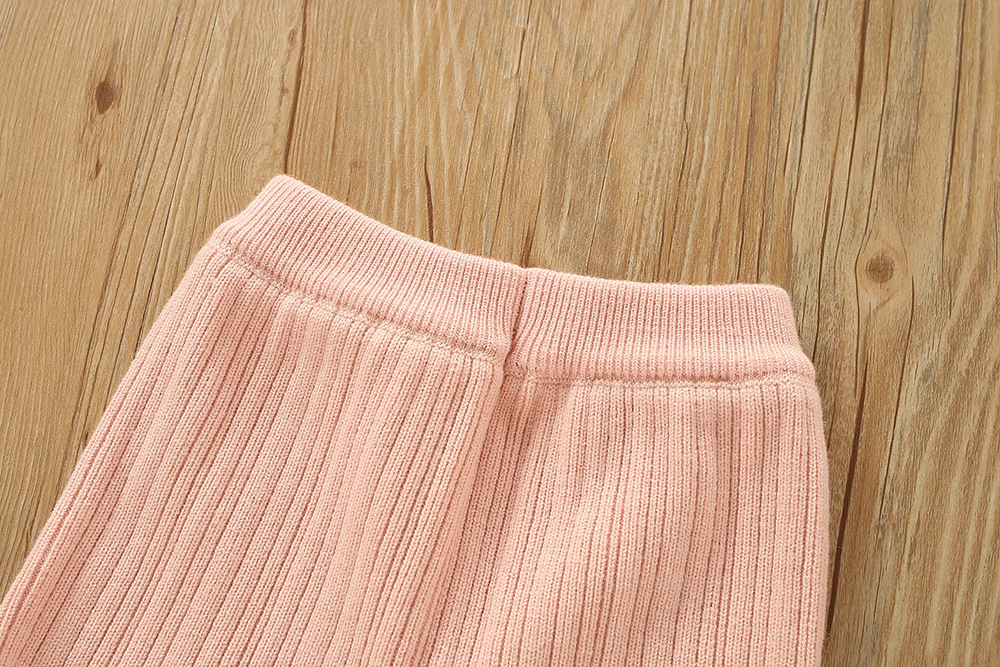 Girls' Sweater S 2023 Winter New Korean Edition Western Style Girl Stripe Wooden Ear Edge Children's Pants Two Piece_voghion.com