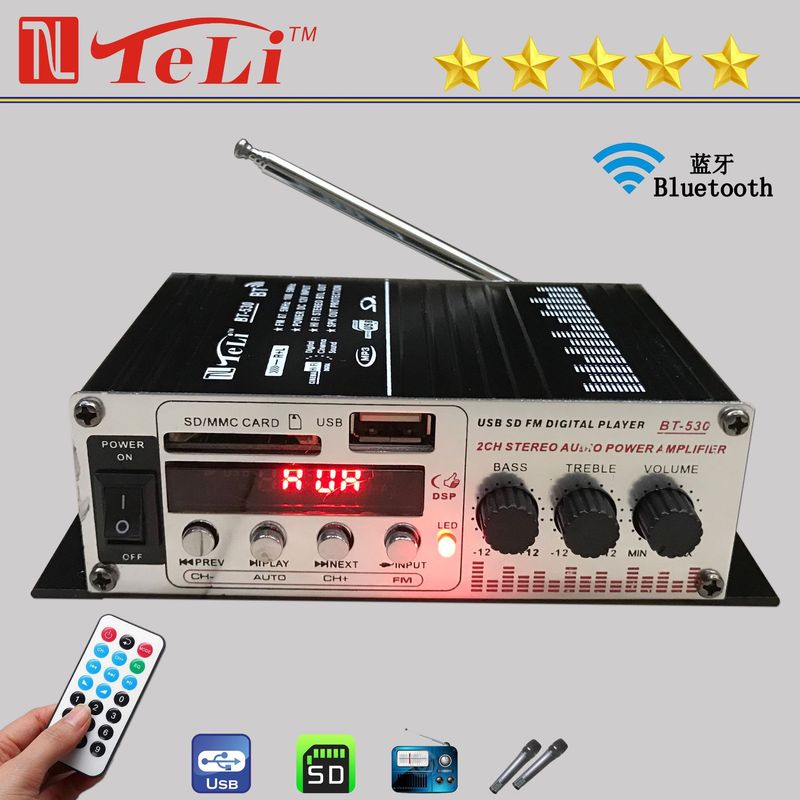 Teliブルートゥース小型アンプBT-530カードを読むusb fm fm fmラジオ12vアンプアマゾン|undefined