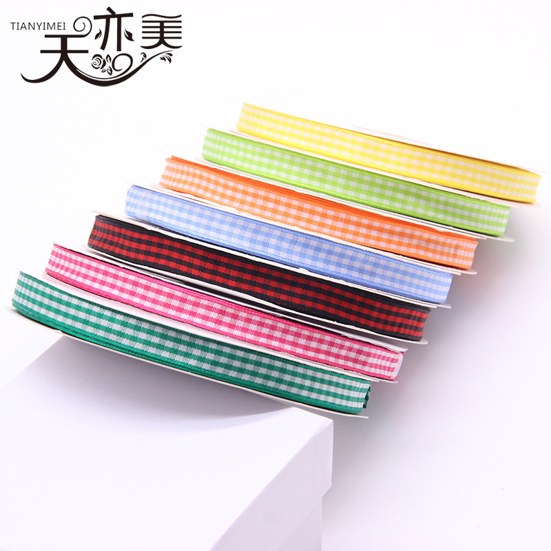 Tianyi Mei 1cm cinta a cuadros al por mayor cinta escocesa 50 yardas/rollo embalaje de regalo cinta de color completo