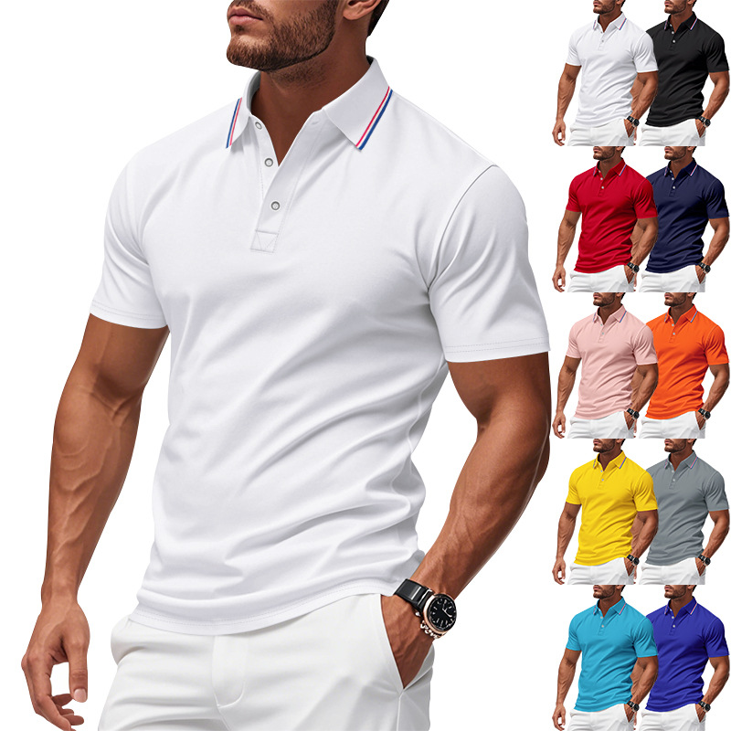 25 Cross-border Amazon New Summer Hot European Size Men's Casual Business Golf Quick-drying Polo Shirt Short-sleeved