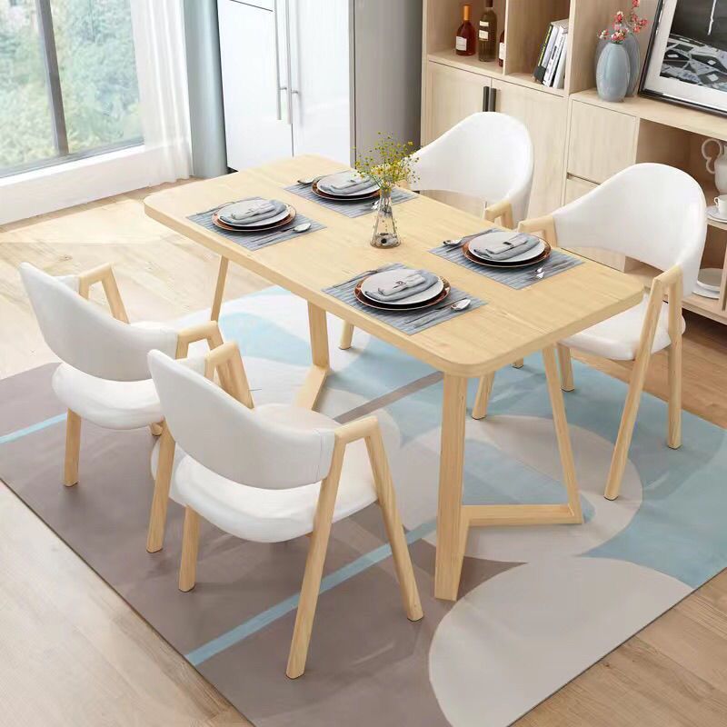 Mesa de comedor nórdica, mesa de comedor rectangular moderna y simple para casa pequeña