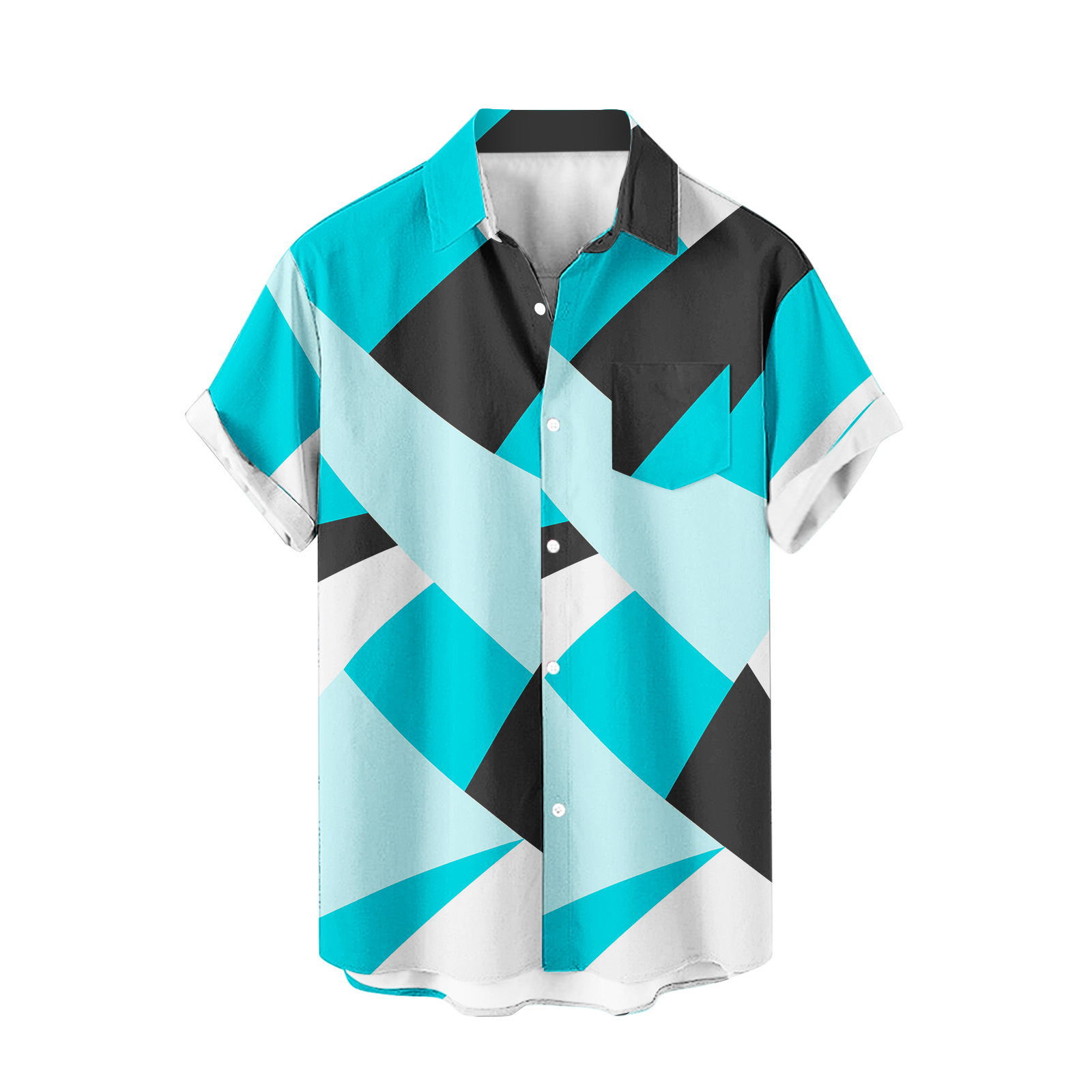 Venta caliente para hombres nueva camisa de manga corta 3D impresión digital moda casual Hawaii playa solapa para hombres