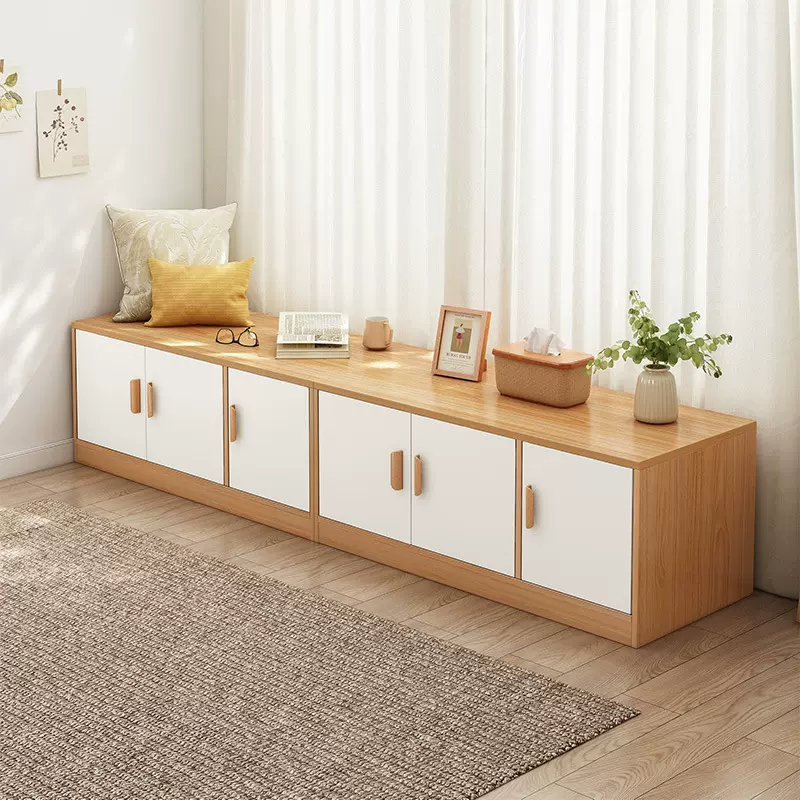 飘窗柜储物柜可坐矮柜储物柜阳台落地柜子置物收纳柜窗边榻榻米柜