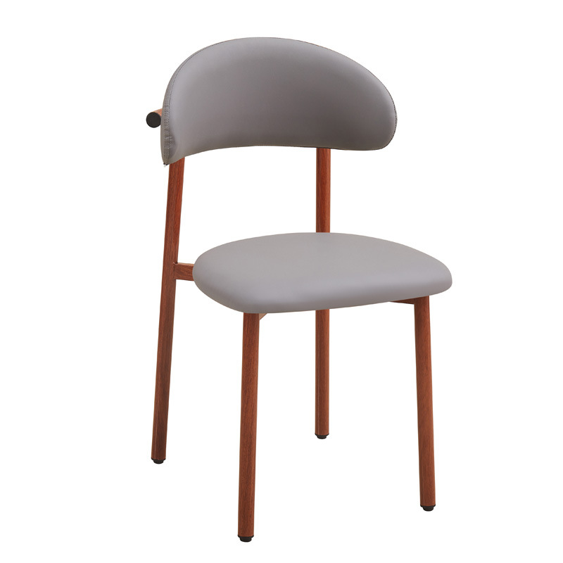 Silla de comedor de lujo ligero, cojín de cuero para el hogar, silla de ocio, silla de recepción de hotel, silla de banquete comercial, silla de comedor