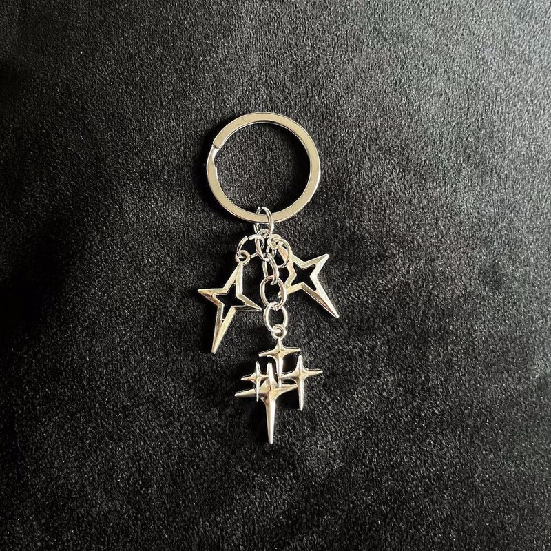 Cute Shining Star Y2K Keychain Bohemian Kawaii Harajuku Gothic Punk Aesthetic Key Ring Bag
