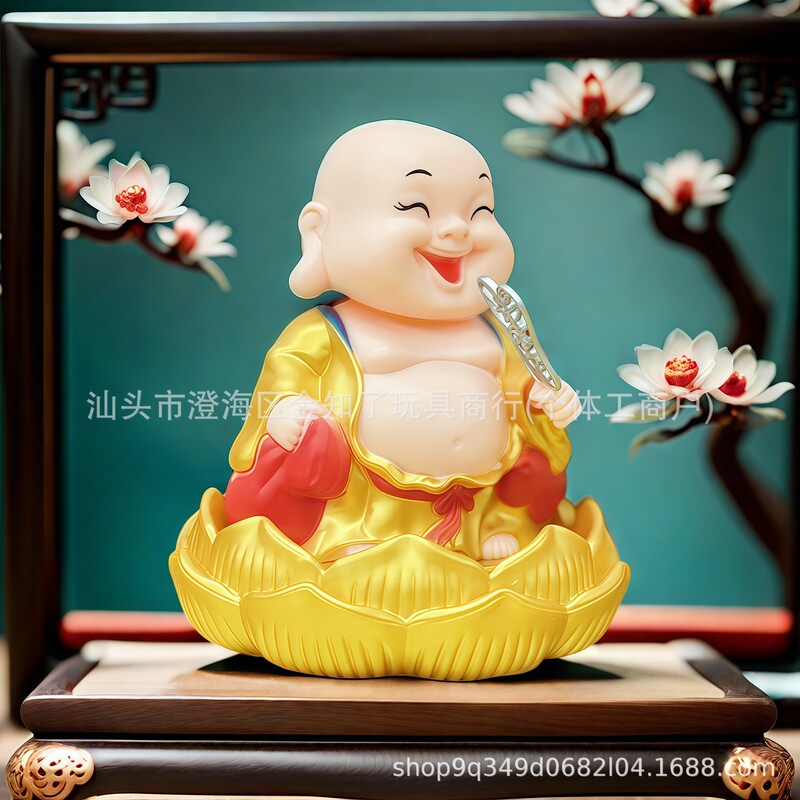 ソーラー禅笑い仏陀装飾品ホームエントランスレジカーポットスケール逆流香装飾品|undefined