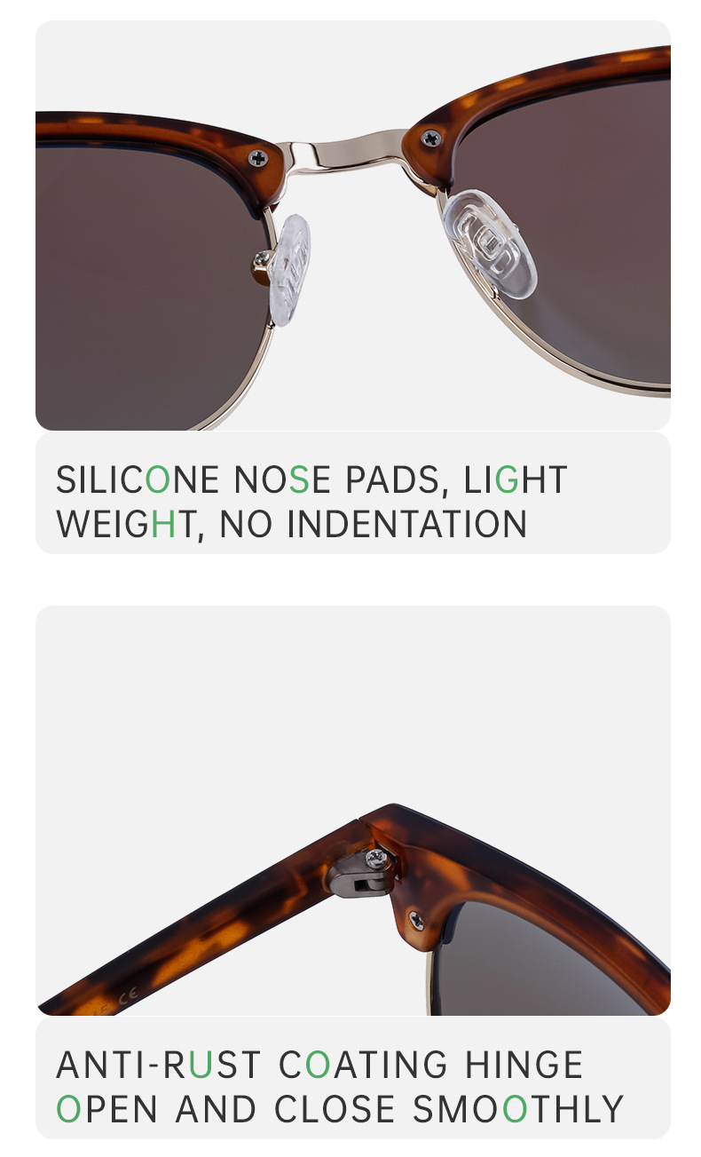 Polarized Sunglasses For Men And Women Retro Style Half Frame_voghion.com