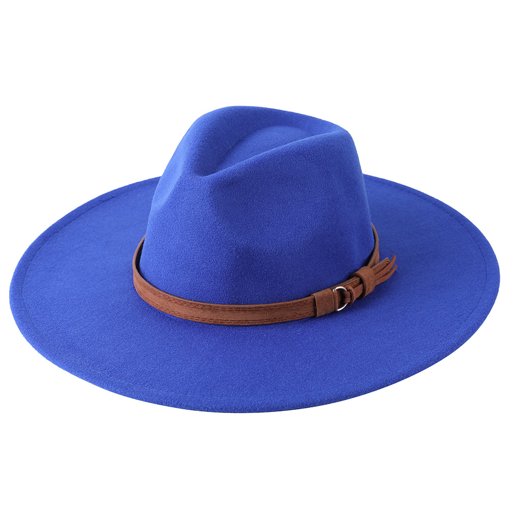 Sombrero de fieltro de ala ancha europeo-americano, sombrero de copa de lana con ala de 9 cm, sombrero de jazz unisex de otoño/invierno.