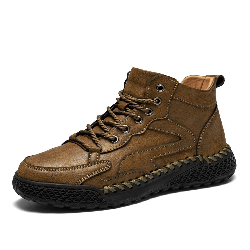 Autumn And Winter Plus-Size Handmade Stitched Shoes, Fashionable, Versatile, Breathable Casual Shoes For Men, High-Top S_vogvips.com