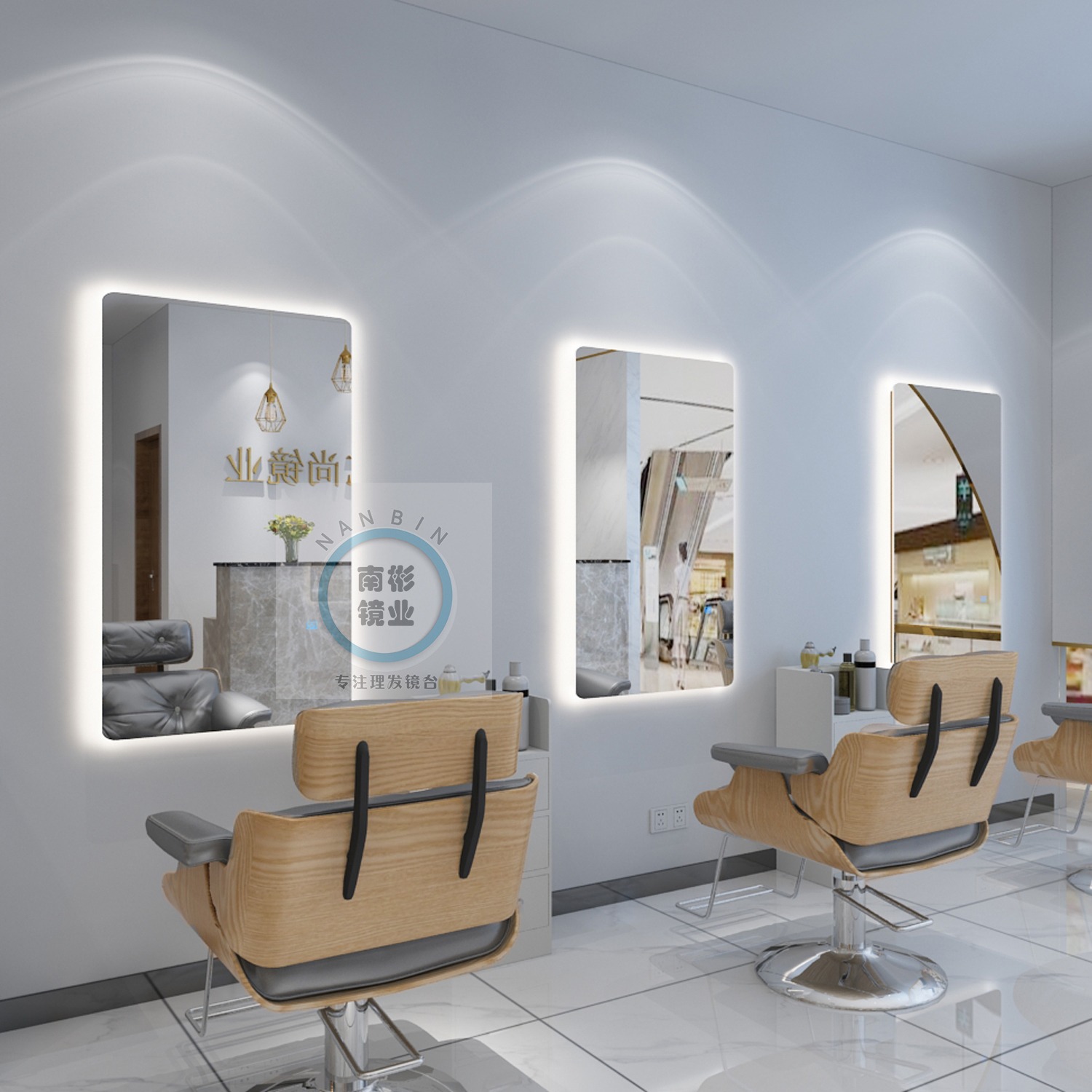 Espejo de Barbería, Soporte para Espejo de Salón de Belleza, Espejo Moderno para Tintes y Permanentes, Espejo de Pie de Cuerpo Entero para Peluquería, Estable.