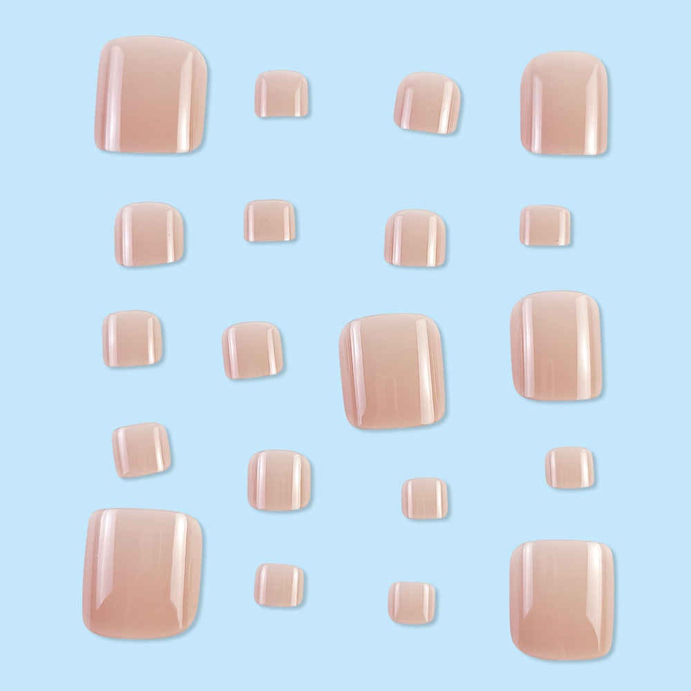 Ventas transfronterizas en caliente de uñas de pies de color sólido desnudas dulces de color blanco piel desnuda polvo permeable uñas de los dedos de los pies parches de uñas productos terminados