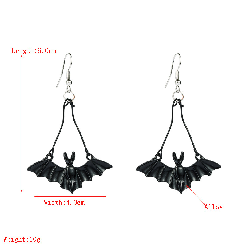 Boucles D&#39;oreilles Rétro En Alliage De Peinture Chauve-souris display picture 1