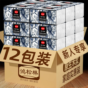 12 Packs of Tissue Paper, Household Toilet Paper, Skin-Friendly, Flexible Facial Tissue, Affordable Pack, Pull-Out Tissue Paper
